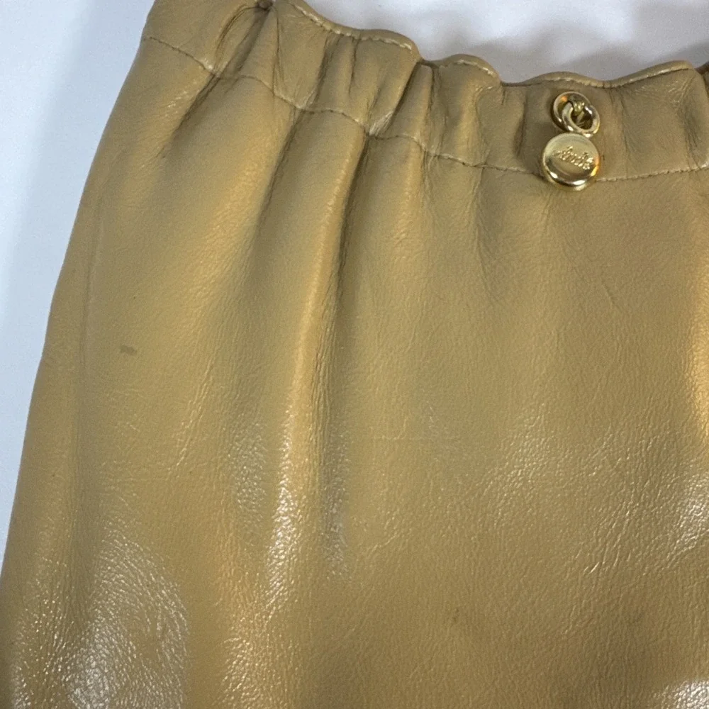 Vintage ANDE Beige Leather Chain‎ Strap Purse